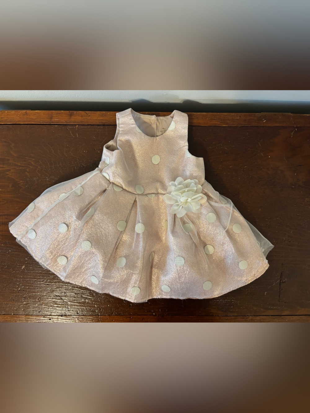 Baby Starters Shimmery Pink Polka Dot Dress
